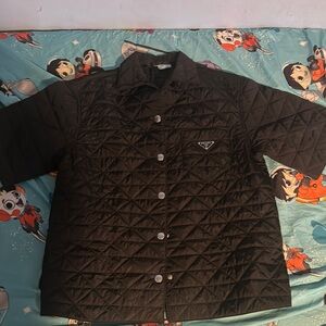 Prada Dark Quilted Jacket with Logo